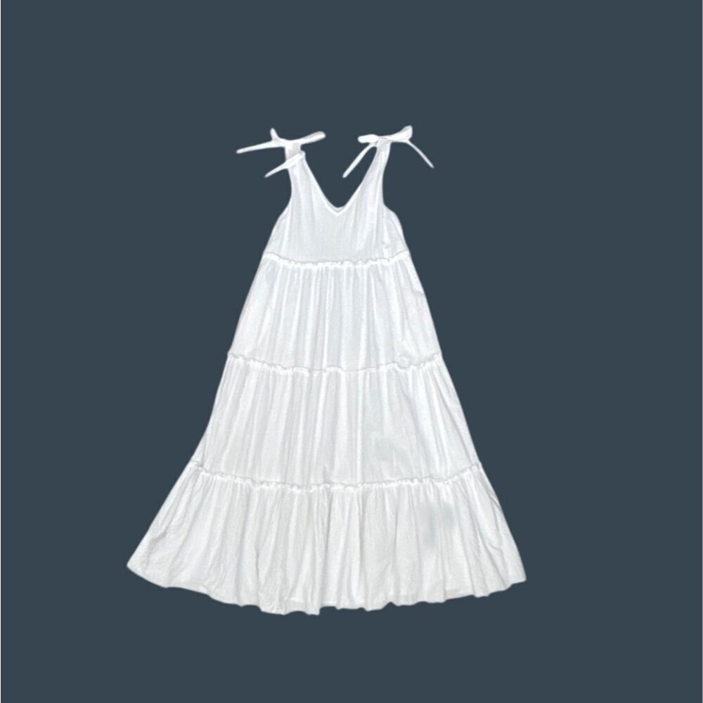 Label Of Love Tiered Maxi Dress With Bow Tie Straps 100% Cotton  Women Size M